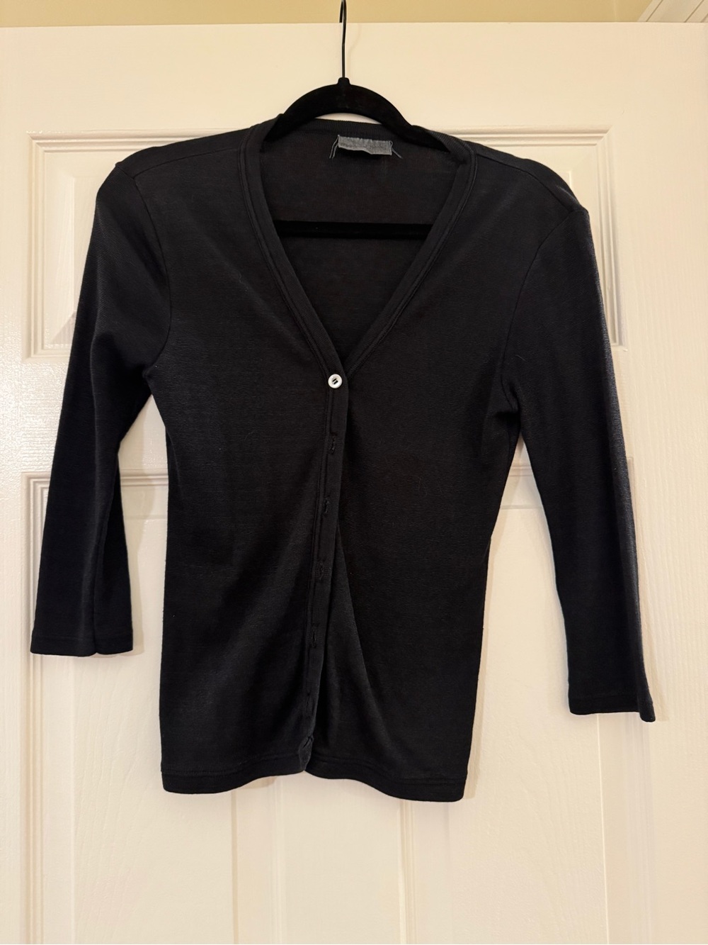 Women's Black V-Neck Button Cardigan Sweater Michael Stars